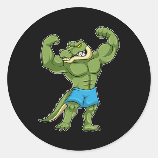 Krokodil als extreem Bodybuilder Ronde Sticker (Voorkant)