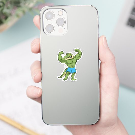 Krokodil als extreem Bodybuilder Sticker (Telefoon)