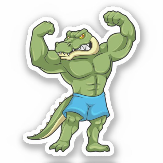 Krokodil als extreem Bodybuilder Sticker (Voorkant)