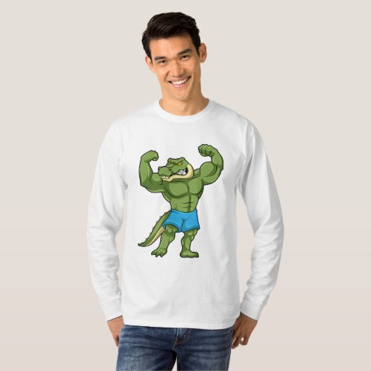 Krokodil als extreem Bodybuilder T-shirt (Voorkant volledig)