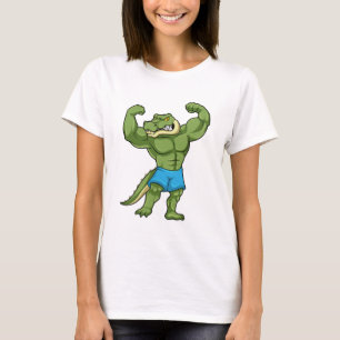 Krokodil als extreem Bodybuilder T-shirt