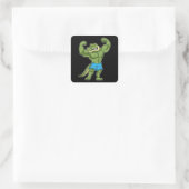 Krokodil als extreem Bodybuilder Vierkante Sticker (Tas)