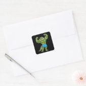 Krokodil als extreem Bodybuilder Vierkante Sticker (Envelop)