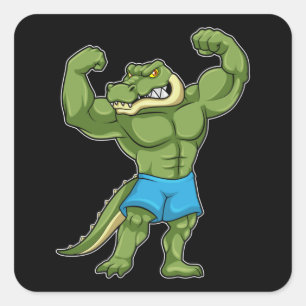 Krokodil als extreem Bodybuilder Vierkante Sticker