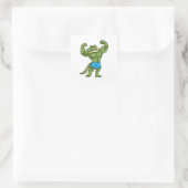 Krokodil als extreem Bodybuilder Vierkante Sticker (Tas)