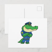 Krokodil als politieagent met politieuniform briefkaart (Voorkant / Achterkant)