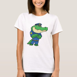 Krokodil als politieagent met politieuniform t-shirt