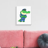 Krokodil als politieagent met uniform canvas afdruk (Insitu (Woonkamer))