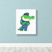 Krokodil als politieagent met uniform canvas afdruk (Insitu (Houten vloer))