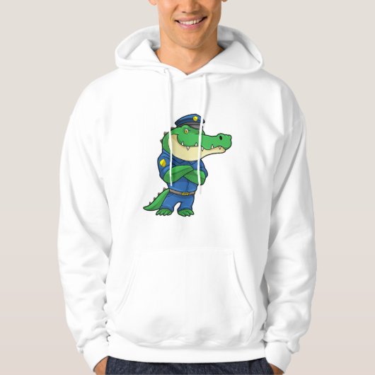 Krokodil als politieagent met uniform hoodie (Voorkant)