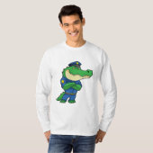Krokodil als politieagent met uniform t-shirt (Voorkant volledig)