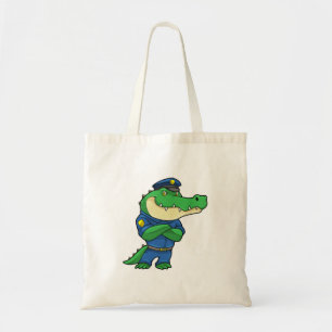 Krokodil als politieagent met uniform tote bag