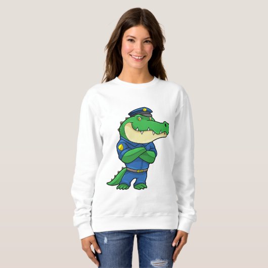 Krokodil als politieagent met uniform trui (Voorkant volledig)