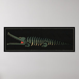 Krokodil - Antiquarian Colorful Book Illustration Poster