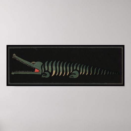 Krokodil - Antiquarian Colorful Book Illustration Poster (Voorkant)