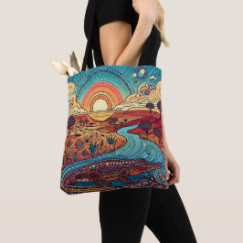 Krokodil Australische Aboriginal stijl Wildlife Ar Tote Bag