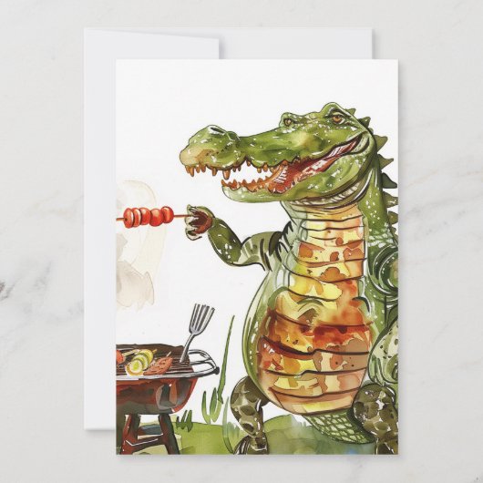 Krokodil BBQ Party Verjaardag Uitnodiging (Achterkant)