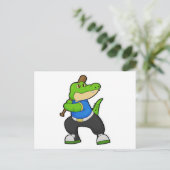 Krokodil bij honkbal met honkbalknuppel briefkaart (Staand voorkant)