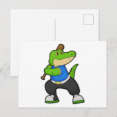 Krokodil bij honkbal met honkbalknuppel briefkaart (Voorkant / Achterkant)
