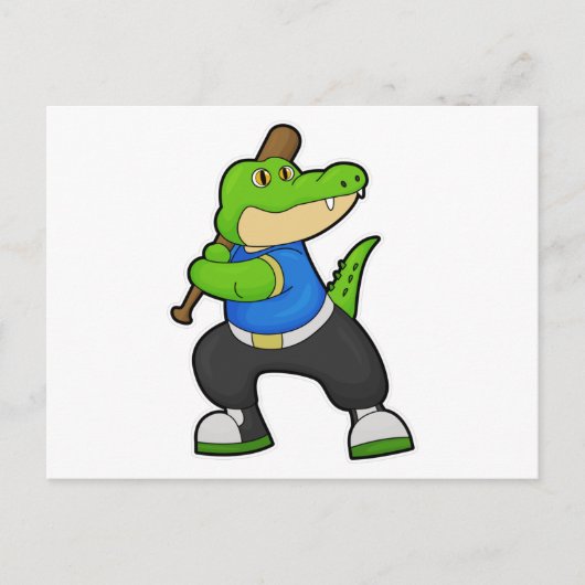 Krokodil bij honkbal met honkbalknuppel briefkaart (Voorkant)