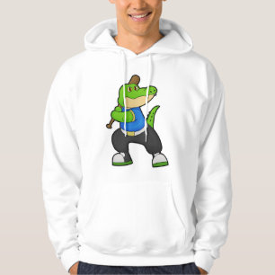 Krokodil bij honkbal met honkbalknuppel hoodie