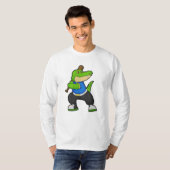 Krokodil bij honkbal met honkbalknuppel t-shirt (Voorkant volledig)