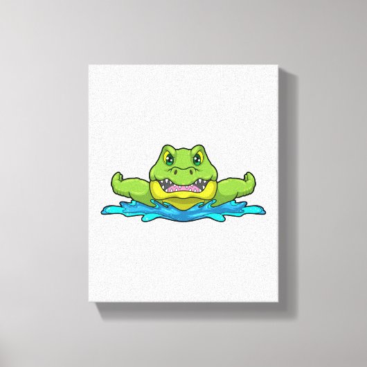 krokodil bij zwemmen in water canvas afdruk (Voorkant)