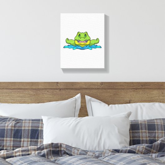 krokodil bij zwemmen in water canvas afdruk (Insitu (Slaapkamer))
