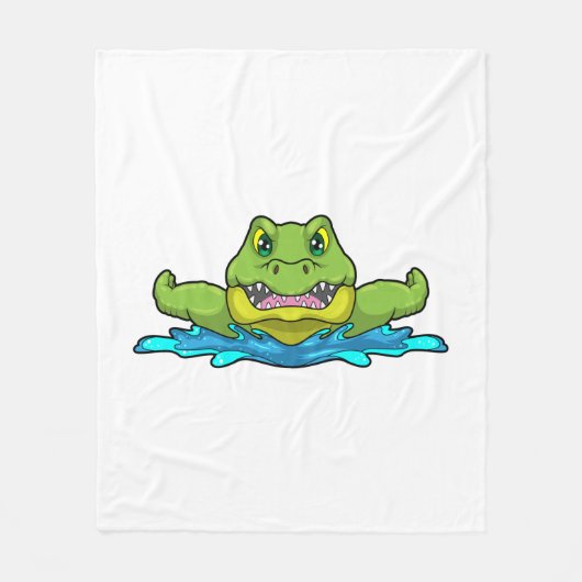 krokodil bij zwemmen in water fleece deken (Voorkant)
