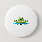krokodil bij zwemmen in water ronde button 7,6 cm (Voorkant)