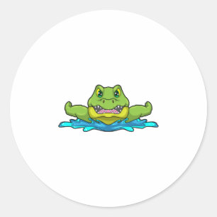 krokodil bij zwemmen in water ronde sticker