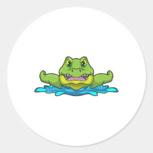 krokodil bij zwemmen in water ronde sticker