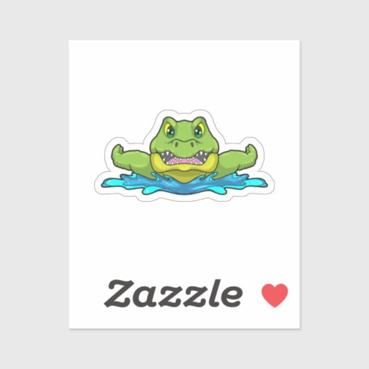 krokodil bij zwemmen in water sticker (Vel)