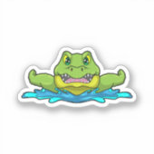 krokodil bij zwemmen in water sticker (Voorkant)