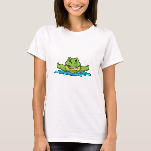krokodil bij zwemmen in water t-shirt (Voorkant)