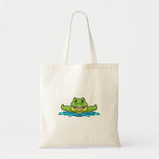 krokodil bij zwemmen in water tote bag (Voorkant)