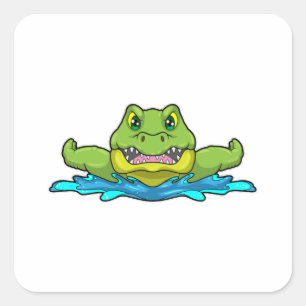 krokodil bij zwemmen in water vierkante sticker