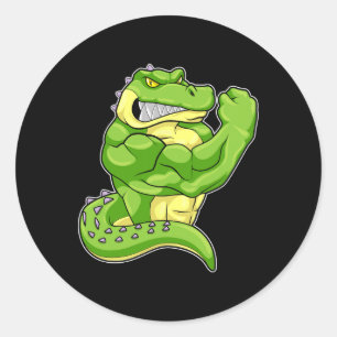Krokodil Bodybuilder Bodybuilding Sports 1 Ronde Sticker