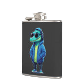 Krokodil die hoodie draagt Grappig Cool Animal Vec Heupfles (Links)