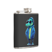 Krokodil die hoodie draagt Grappig Cool Animal Vec Heupfles (Rechts)