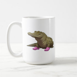 Krokodil die krokodillenschoenen draagt koffiemok