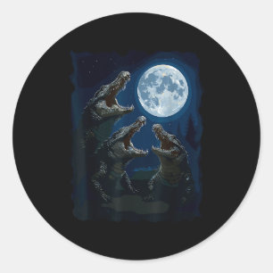 Krokodil die naar de maan huilt Wilde krokodillen  Ronde Sticker