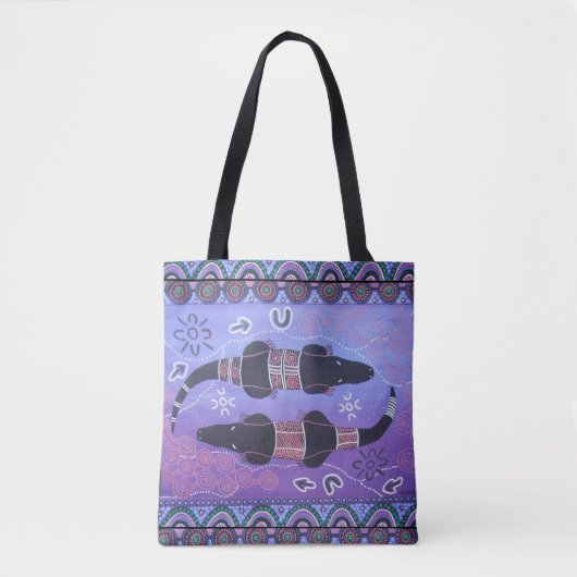 Krokodil dromen Aboriginal Art Canvas tas (Voorkant)
