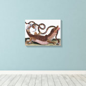 Krokodil eten slang op doek canvas afdruk (Insitu (Houten vloer))