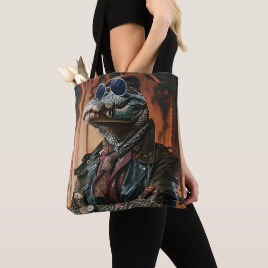 Krokodil getatoeëerd Urban Looking Boss Tote Bag (Dichtbij)