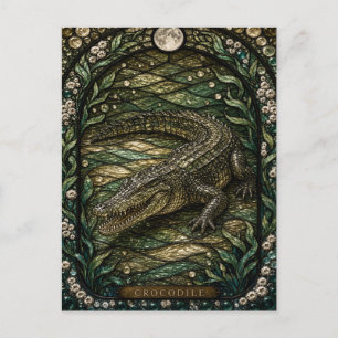 Krokodil Getijdenrivier Illumina Gebrandschilderd Briefkaart