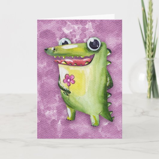 Krokodil glimlacht kaart (Voorkant)