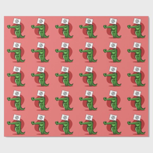 krokodil houdt blanco banner cartoon cadeaupapier (Vlak)