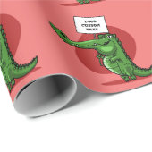 krokodil houdt blanco banner cartoon cadeaupapier (Rol Hoek)