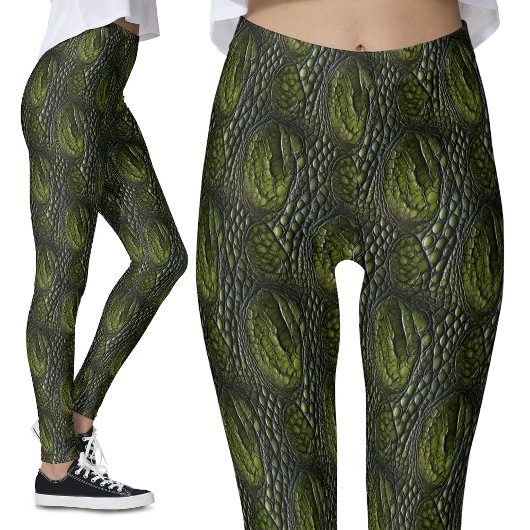 Krokodil huid draak schalen groen moeras monster leggings